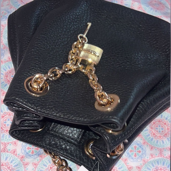 Michael Kors Black Leather Backpack with Gold Accents - Picture 1 of 3